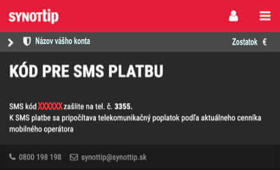 Synottip vklad cez SMS