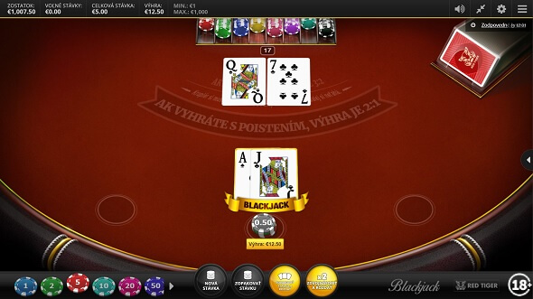 Red Tiger blackjack v Niké online casine