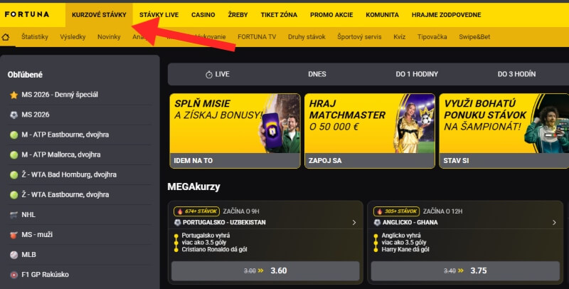 Kurzový lístok vo&nbsp;Fortune
