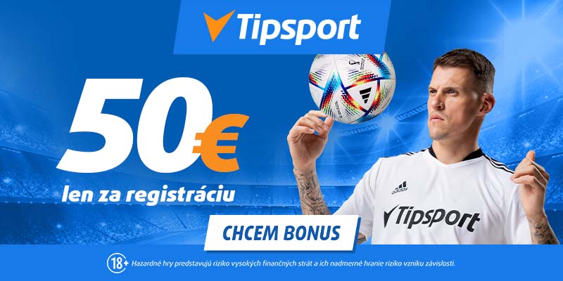 Bonus €50 za vytvorenie konta v Tipsporte - TU