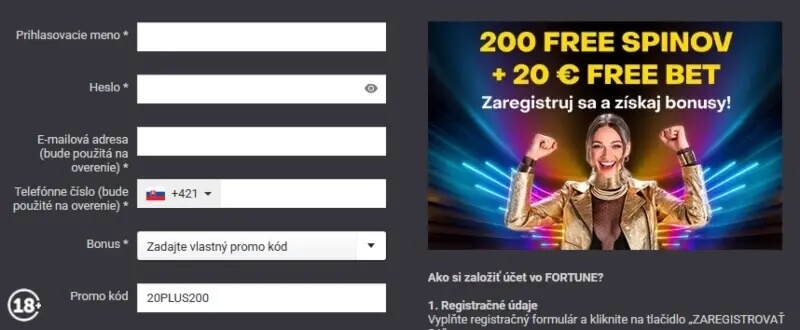 Fortuna promo kód na&nbsp;bonus bez&nbsp;vkladu