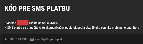 Synottip sms platba