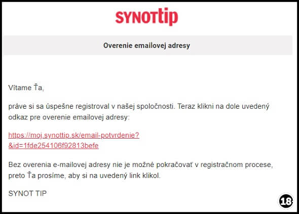Synot Tip overenie e-mailu
