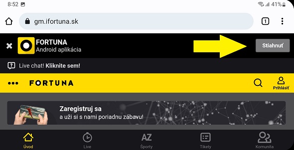 Mobilná aplikácia Fortuna
