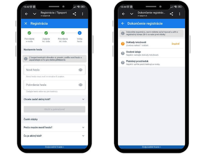 Tipsport registrácia – krok č.&nbsp;3
