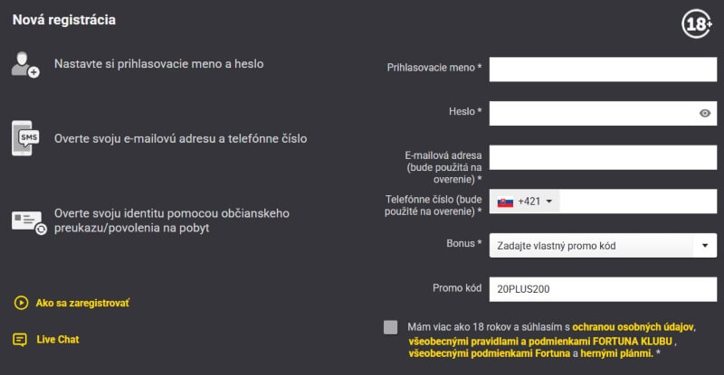 Bonusový kód vo&nbsp;Fortune