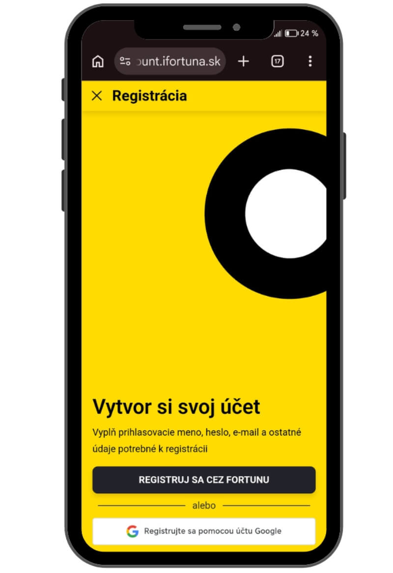 Registrácia do&nbsp;Fortuny