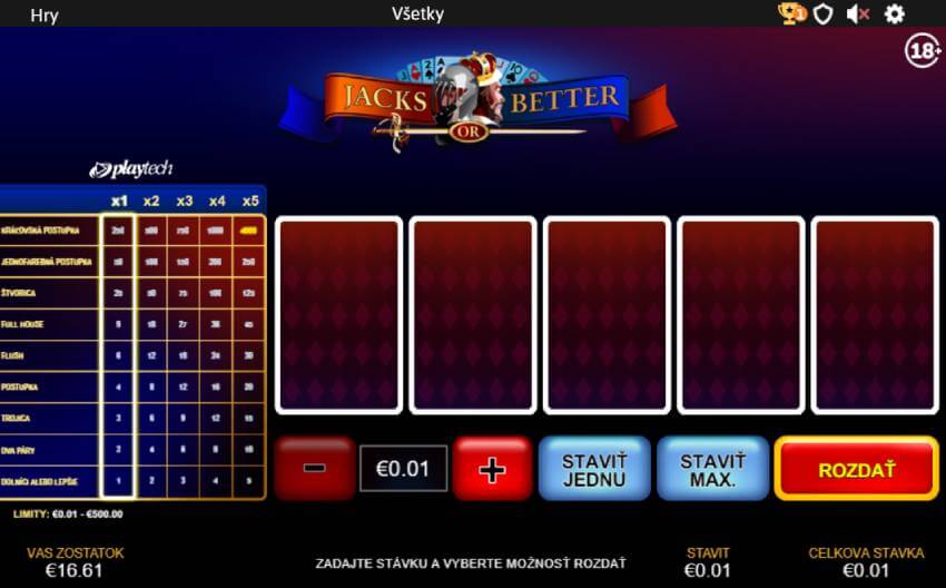 Online casino hra zdarma – video poker Jacks or Better