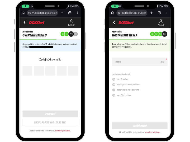 Doxxbet registrácia – e-mail a&nbsp;heslo