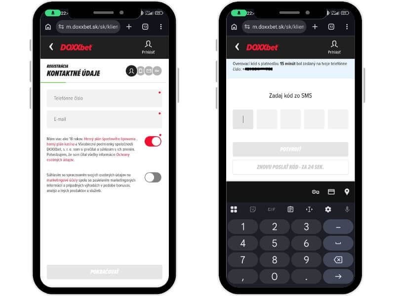 Doxxbet registrácia – prihlasovacie údaje