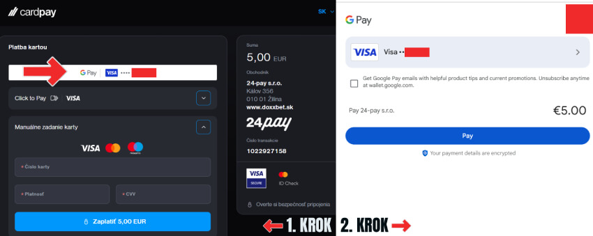 Google Pay online casino platba
