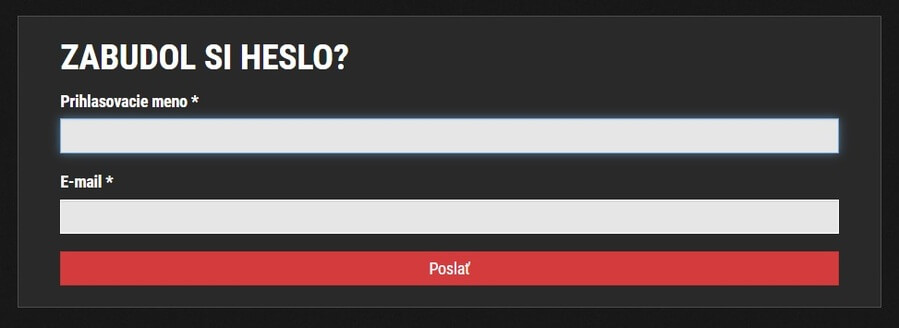 Synottip zabudnuté heslo