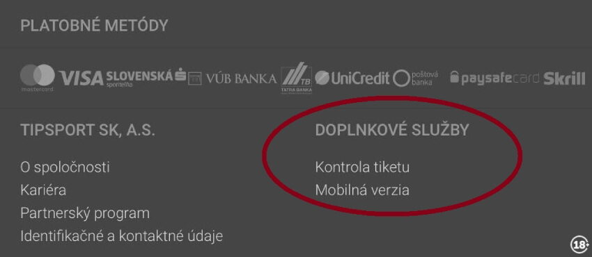 Tipsport kontrola tiketu cez mobil