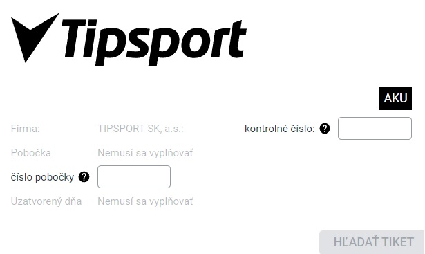 Kontrola tiketu na webe tipsport.sk