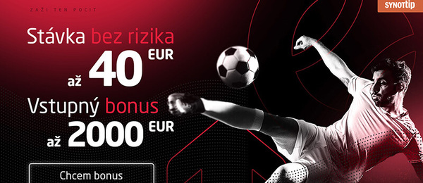 SynotTip bonus za registráciu na tipovanie – 40 eur stávka bez rizika