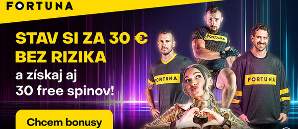 Fortuna bonus za registráciu 30 eur a 30 free spinov