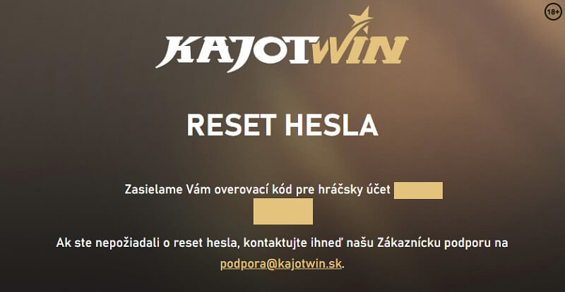 Kajot Win prihlasovacie údaje