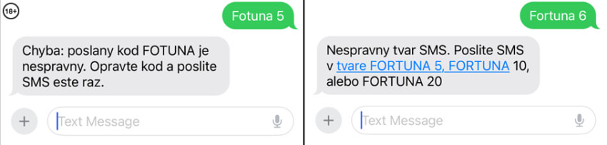Fortuna online casino – chyby pri SMS dotácii