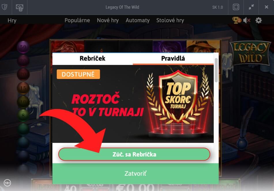 Zapojenie do turnaja v DOXXbet