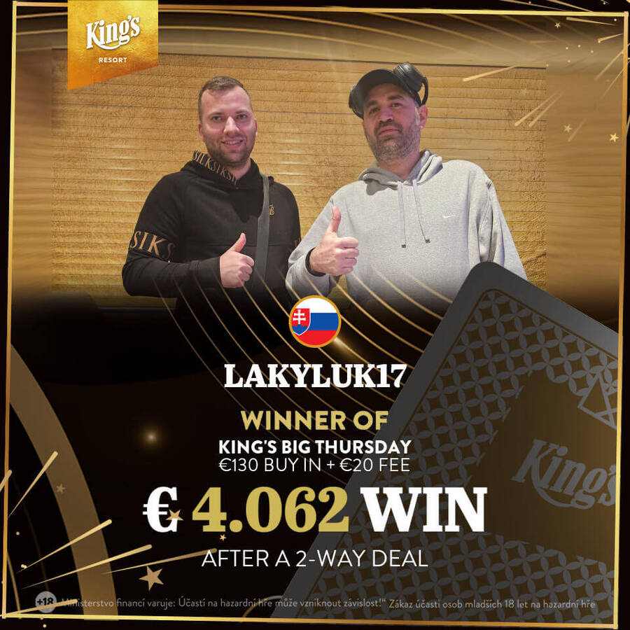 Lakyluk17 opäť víťazne v King&#039;s Resort Rozvadov