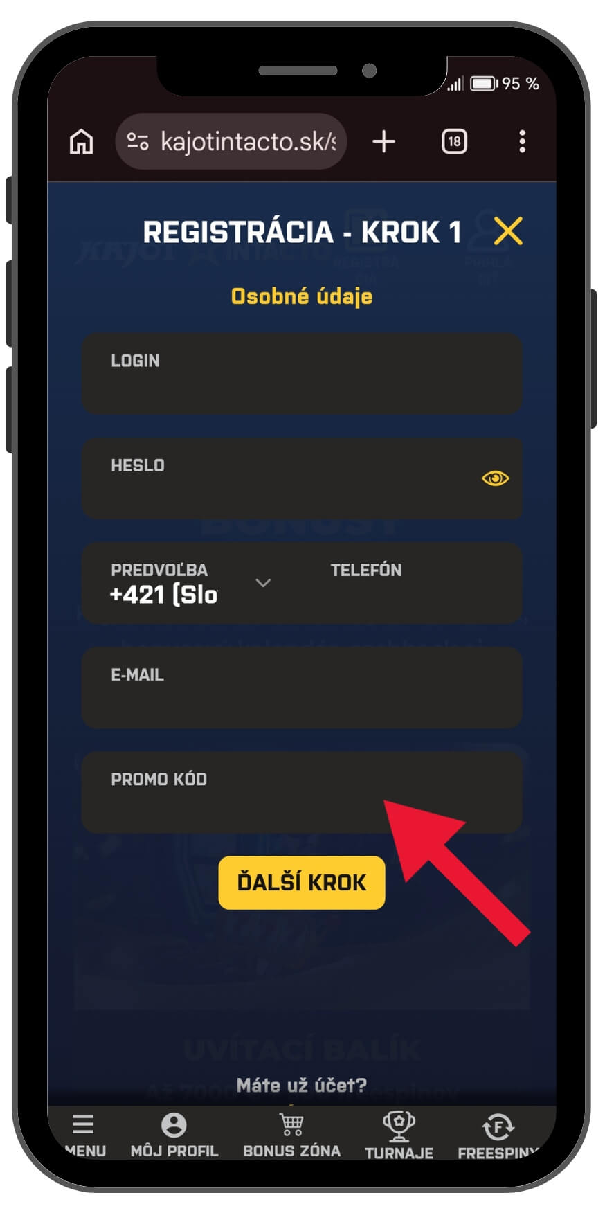 Promo kód pri&nbsp;registrácii