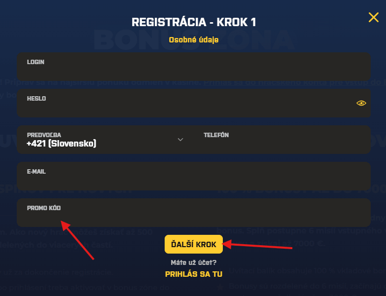Zadávanie promo kódu v&nbsp;Kajot Intacto