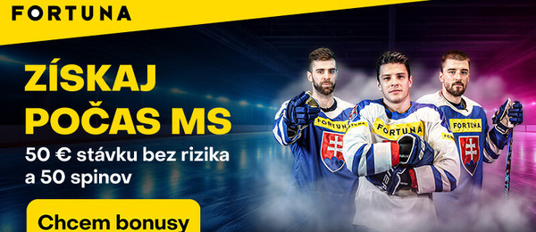 Fortuna bonus 50 € za registráciu k MS v hokeji 2025