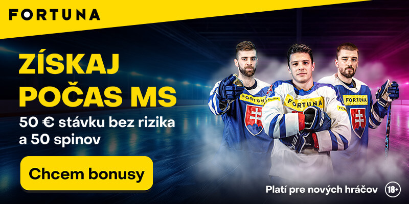 Fortuna bonus 50 € za registráciu k MS v hokeji 2025