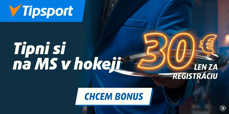 Tipsport bonus 30 € za registráciu zadarmo na prvé stávky