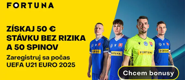 Fortuna bonus 50 eur za registráciu a promo kód – EURO U21 2025