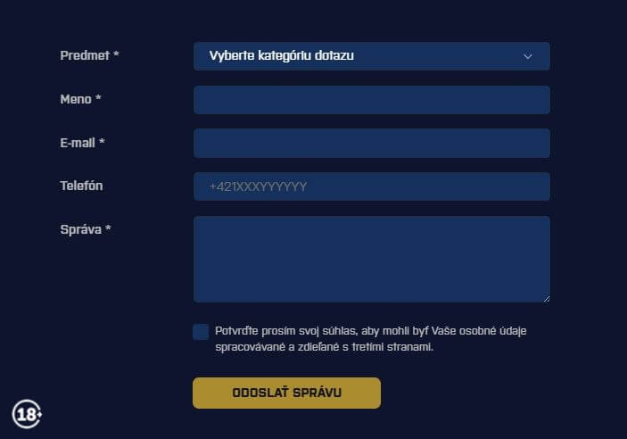 Kontaktný formulár v online kasíne Kajot Intacto Kontaktný formulár v online kasíne Kajot Intacto