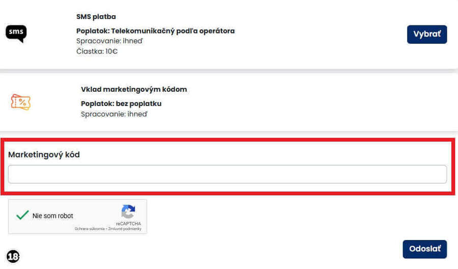 Tipos marketingový kód