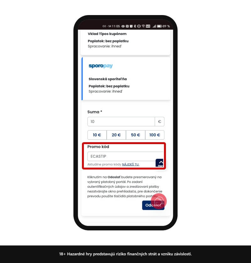 Promo kód v&nbsp;Tipose