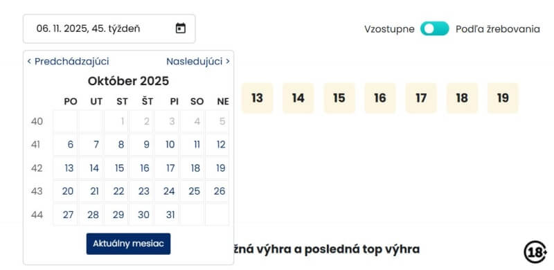 Archív žrebovania Všetko alebo nič