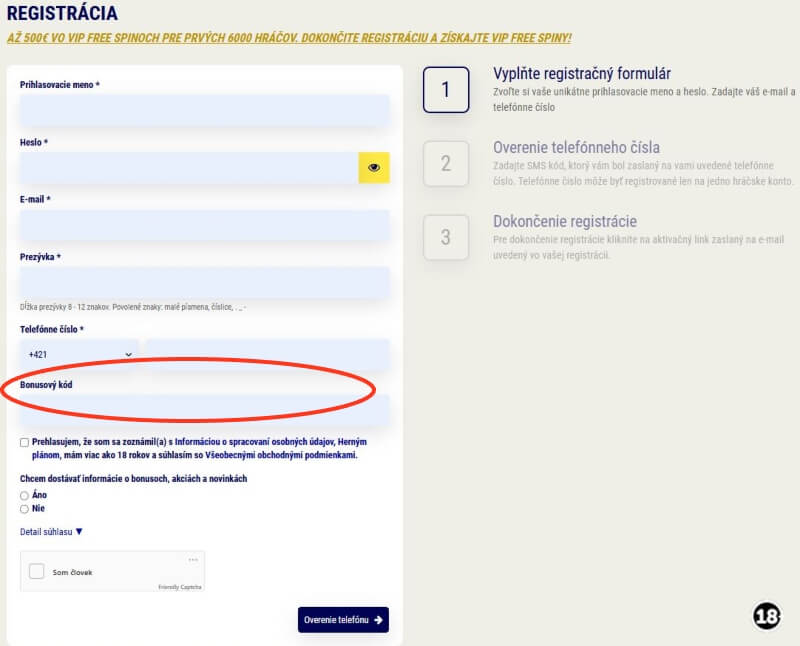 Bonusový kód v Sazka kasíne