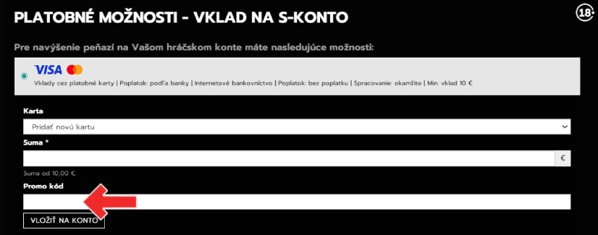 Slovmatic promo kód pri vklade