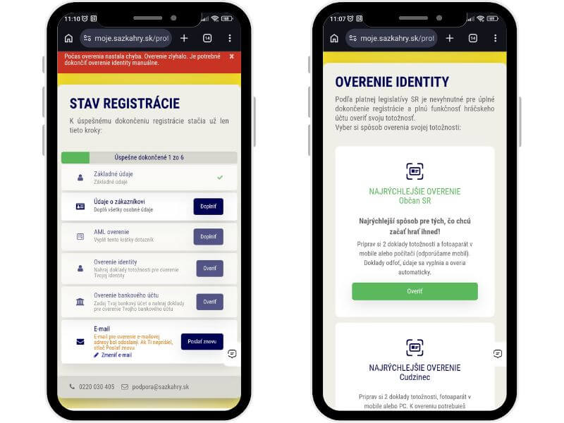 Overenie totožnosti v&nbsp;Sazka Hry