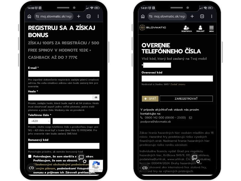 Slovmatic registrácia – 1.&nbsp;krok