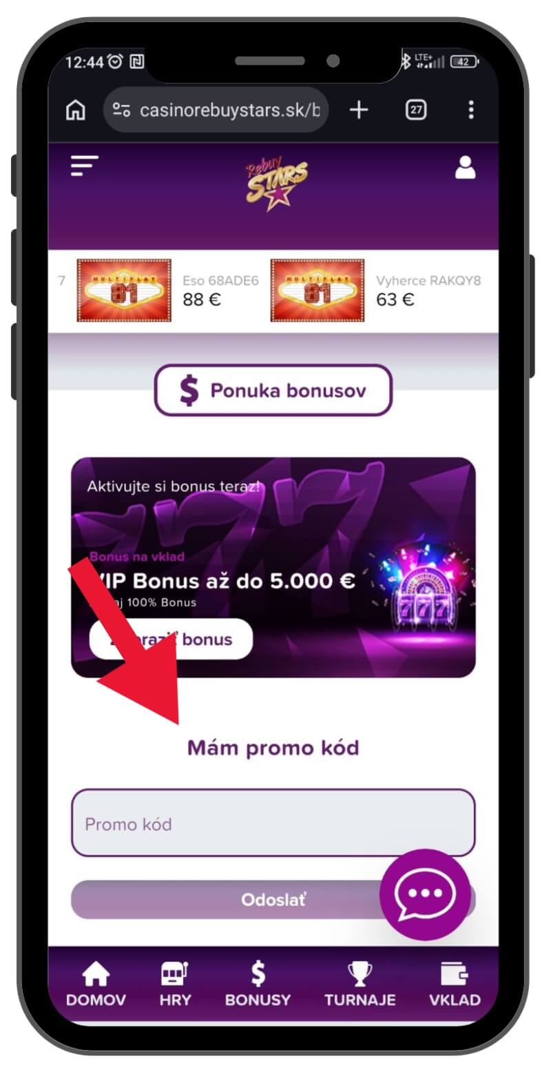 Kam zadať Rebuy Stars promo kód