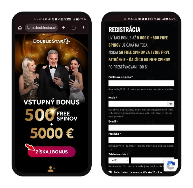 Vyplňovanie registračného formulára