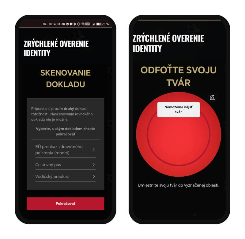 Skenovanie tváre pri&nbsp;registrácii v&nbsp;DoubleStar